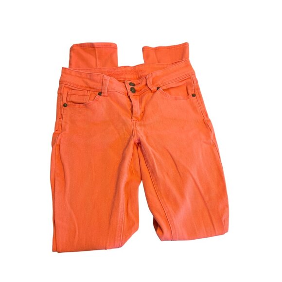 Delias Jayden Coral Pink Skinny Jeans 3/4 Stretch 2 Button Waist Size 3/4 - Picture 1 of 5